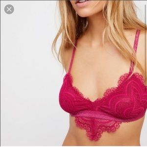 NWT FREE PEOPLE SWEPT AWAY BRA, PINK, SIZE L Boho Romantic Chic